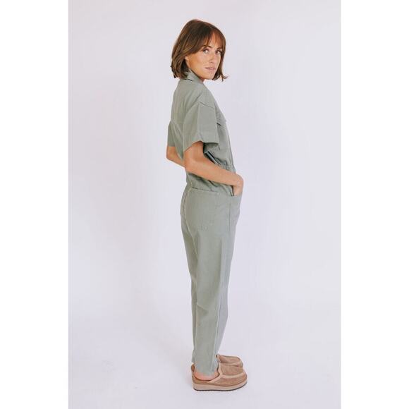 NWT We The Free Marci Jumpsuit in Washed Army Free People SIZE S. Denim Utility - Picture 4 of 11
